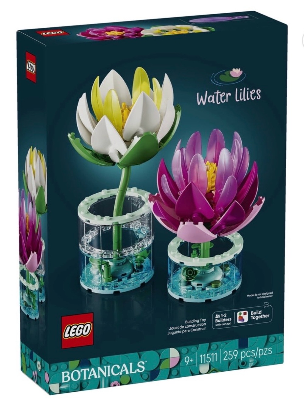 Lego Water Lilies Set — White, Purple & Yellow Blooms